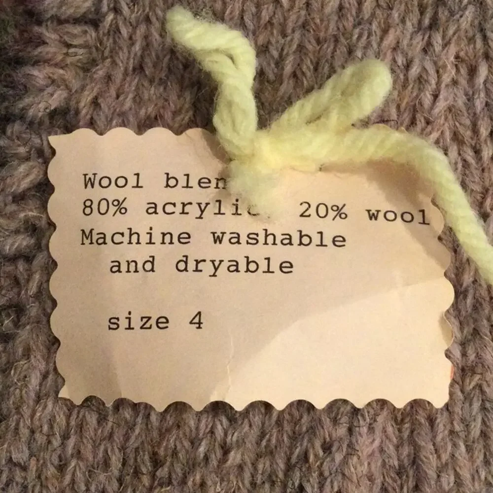 Handmade Snoopy Knit Wool blend Brown Sweater Cardigan 4 New